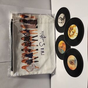 Taylor Swift Makeup Bag and 4 Taylor Swift Rubber Record Coasters set